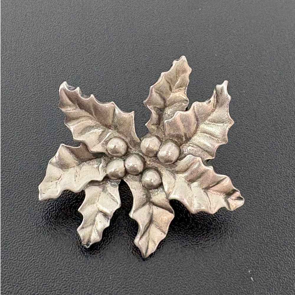Seagull‎ Unisex Scarf Ring OS Silver Vintage 1991 Holly Leaf Pewter Canada